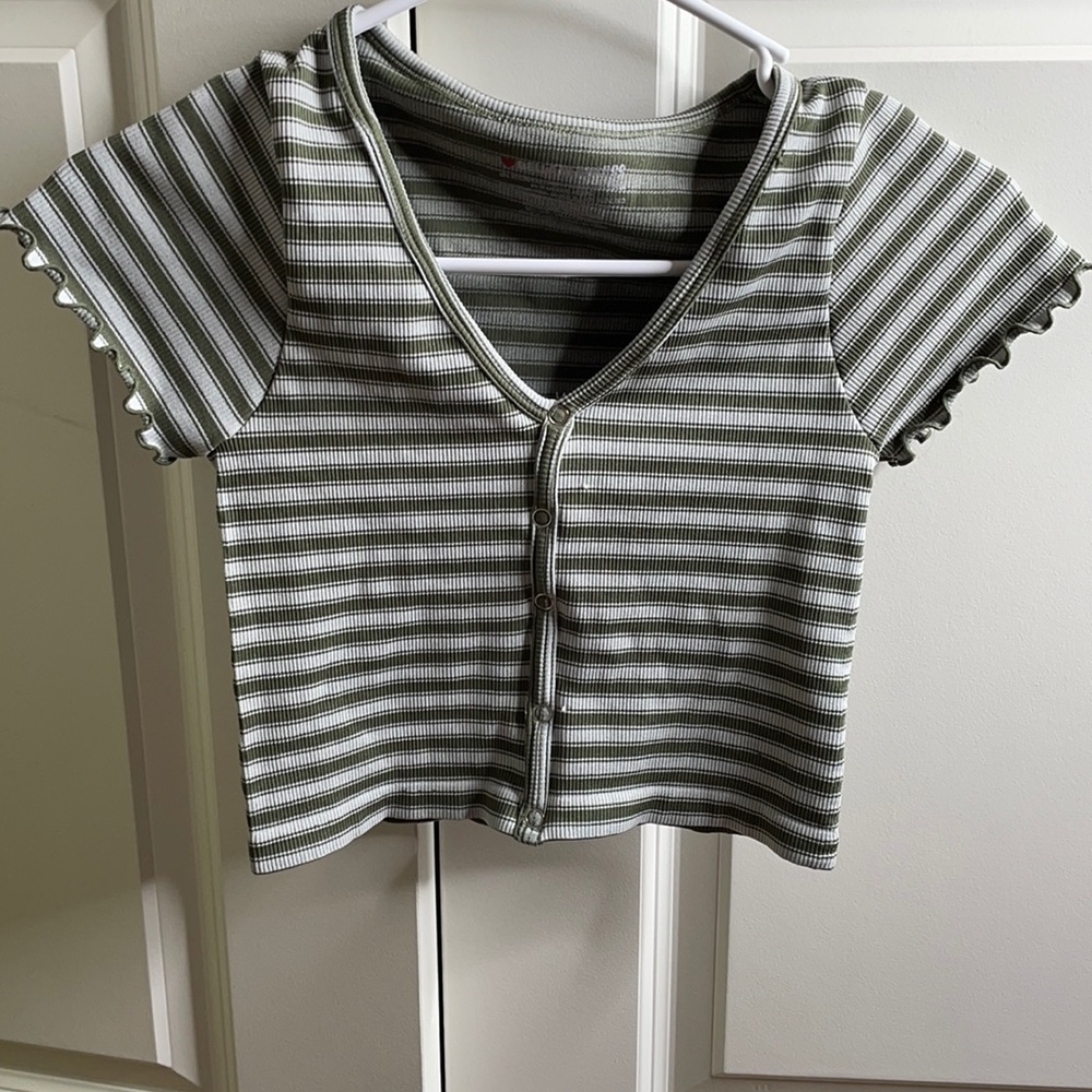 This is a Bella seamless green stripes crop top